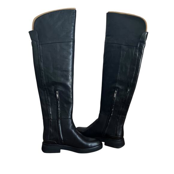 Franco Sarto Battina Knee High Black Leather Riding Leather Boots Size 6 - Picture 1 of 15